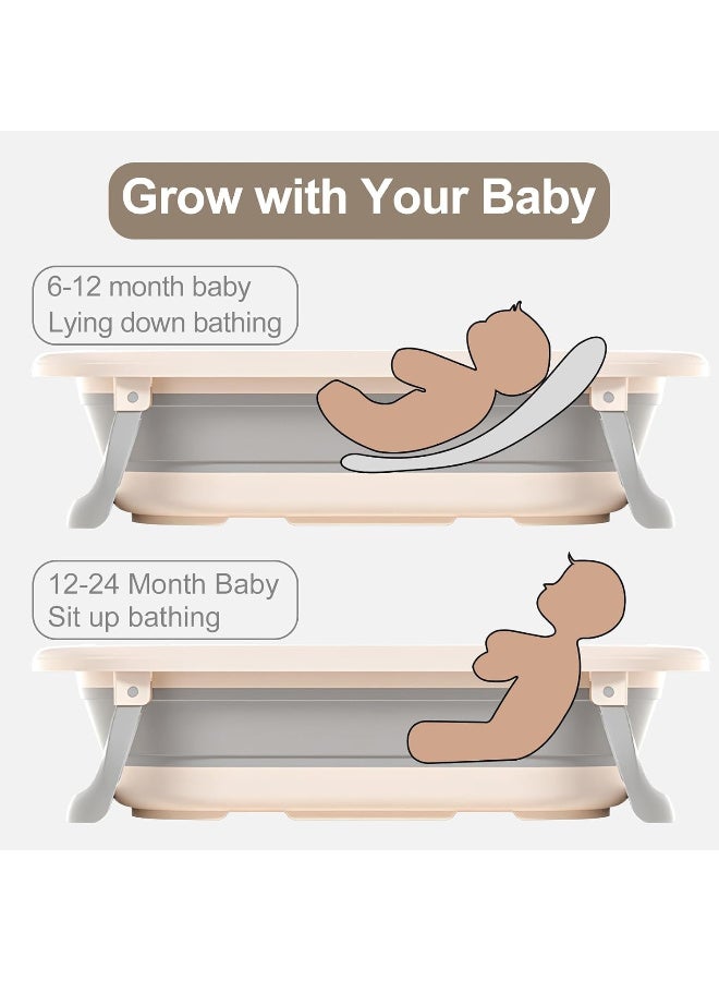 HI-FINE Baby Bath tub Foldable,Baby Bath Tub for Infants to Toddler,with Thermometer & Soft Floating Cushion,Durable No-Slip Hanging Portable Bathtub for Newborns to Toddler 0-36 Months - Image 3